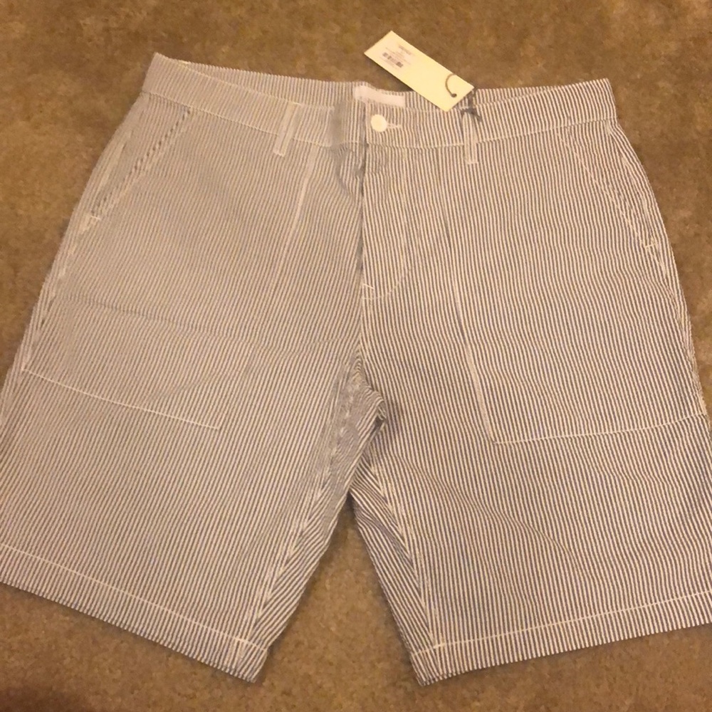 Blue and white striped shorts